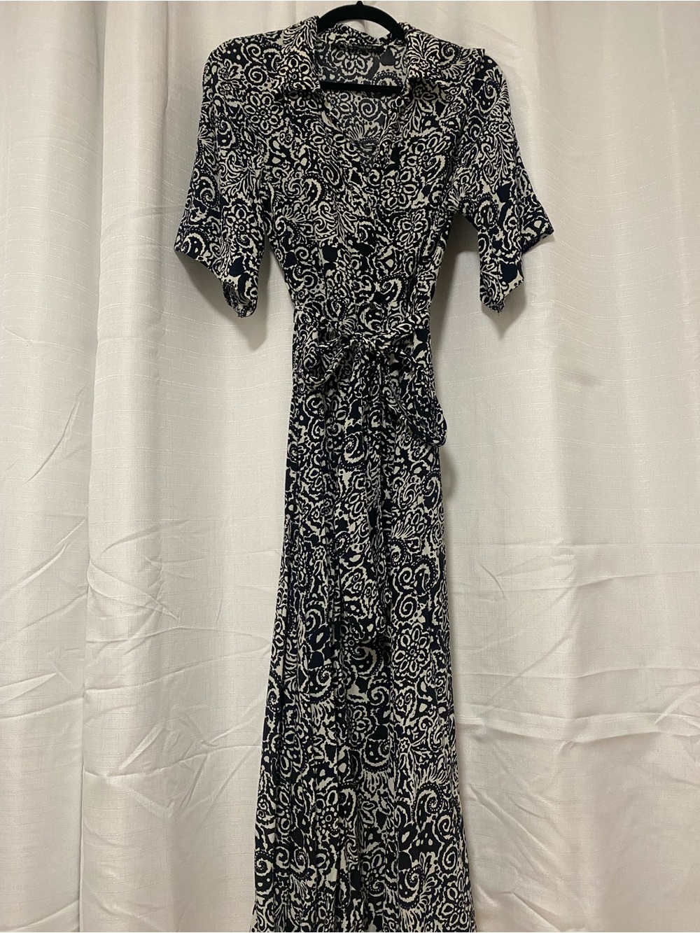 Black & White Printed Wrap Maxi Dress